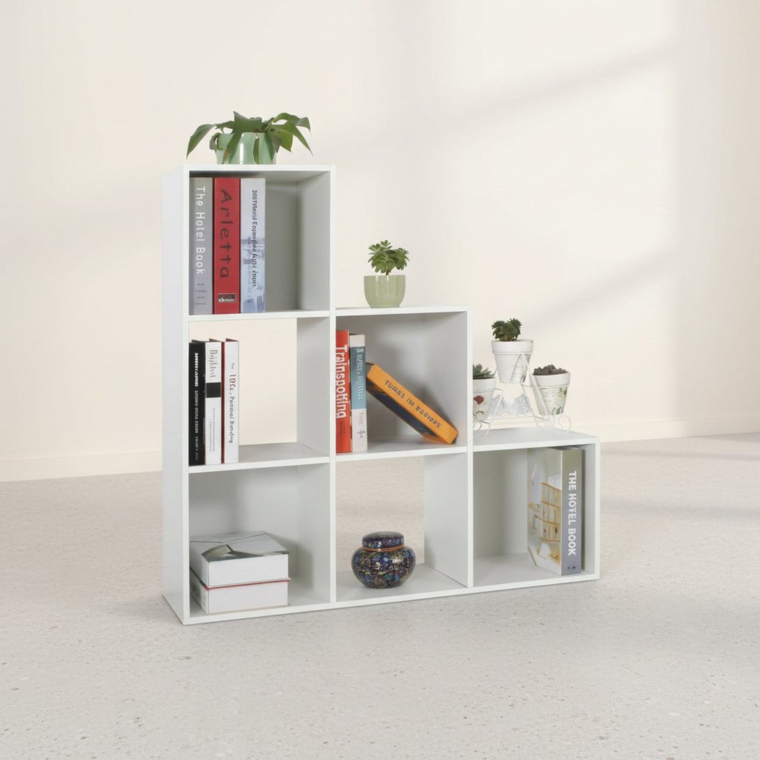 TANA 6 Cube Square Bookshelf - White