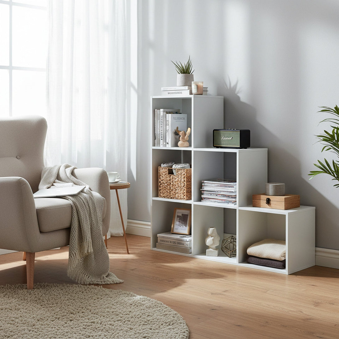 TANA 6 Cube Square Bookshelf - White