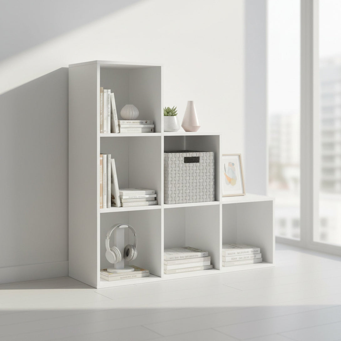 TANA 6 Cube Square Bookshelf - White