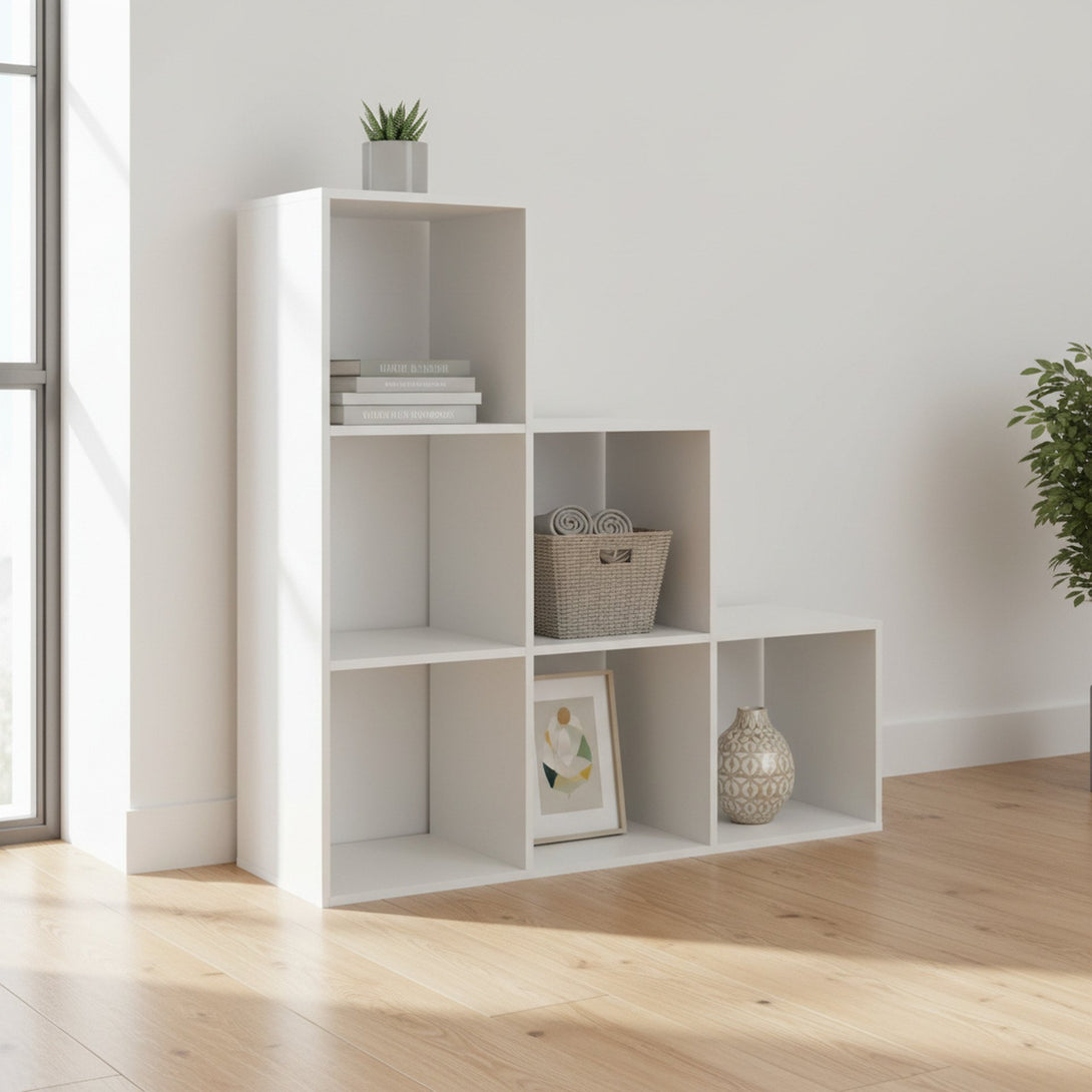TANA 6 Cube Square Bookshelf - White