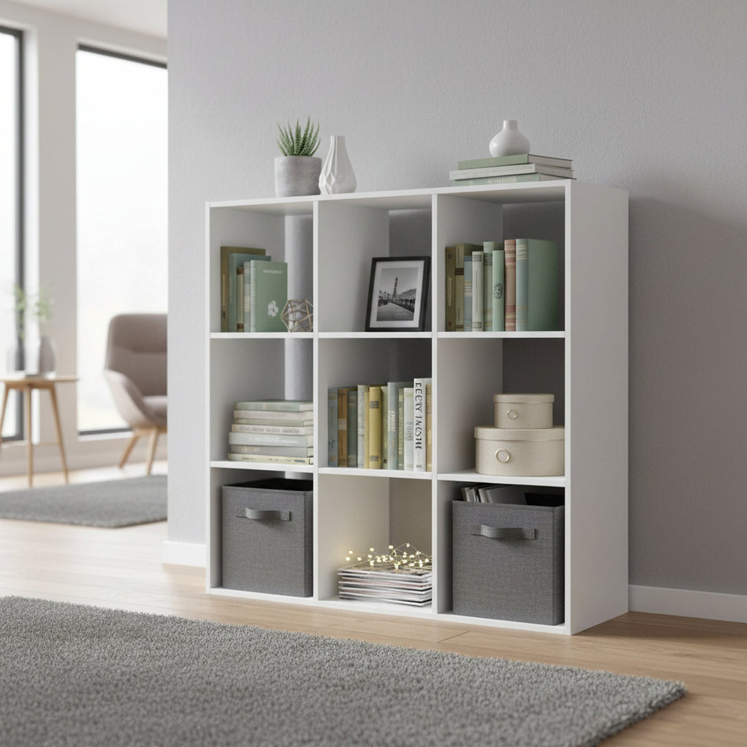 KIVU 9 Cube Square Bookshelf - White
