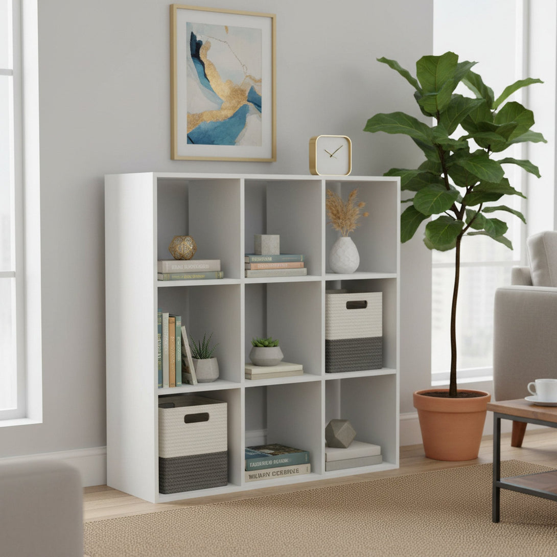 KIVU 9 Cube Square Bookshelf - White