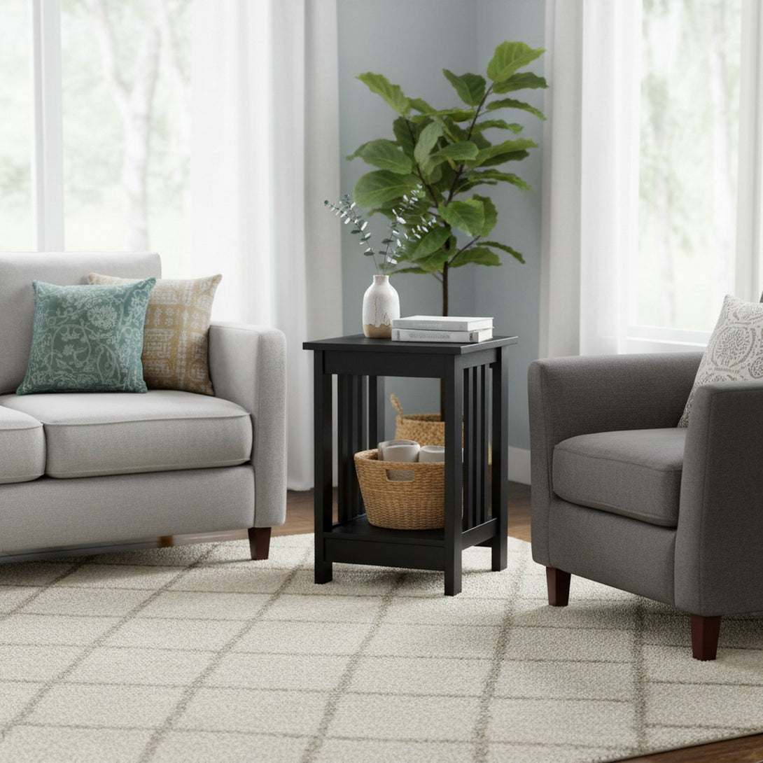 WULAR Square Side Table Coffee Table - Black