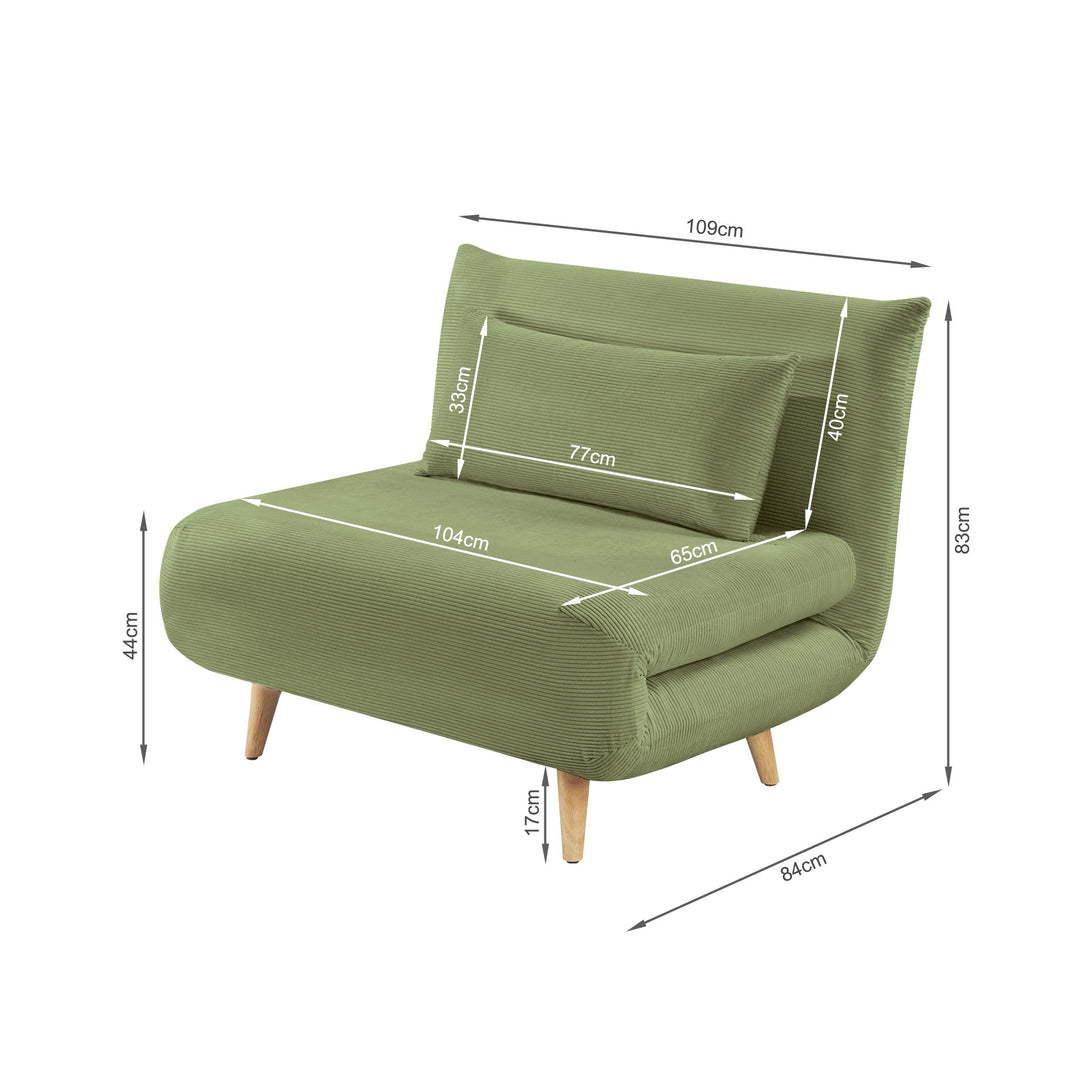 Hastings 1 Seater Fold-Out Sofa Bed - Olive