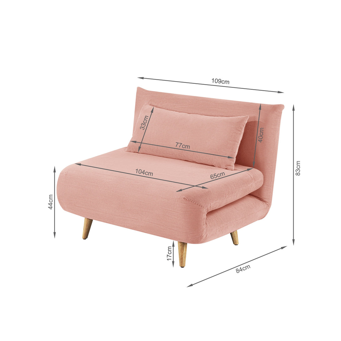 Hastings 1 Seater Fold-Out Sofa Bed - Pink