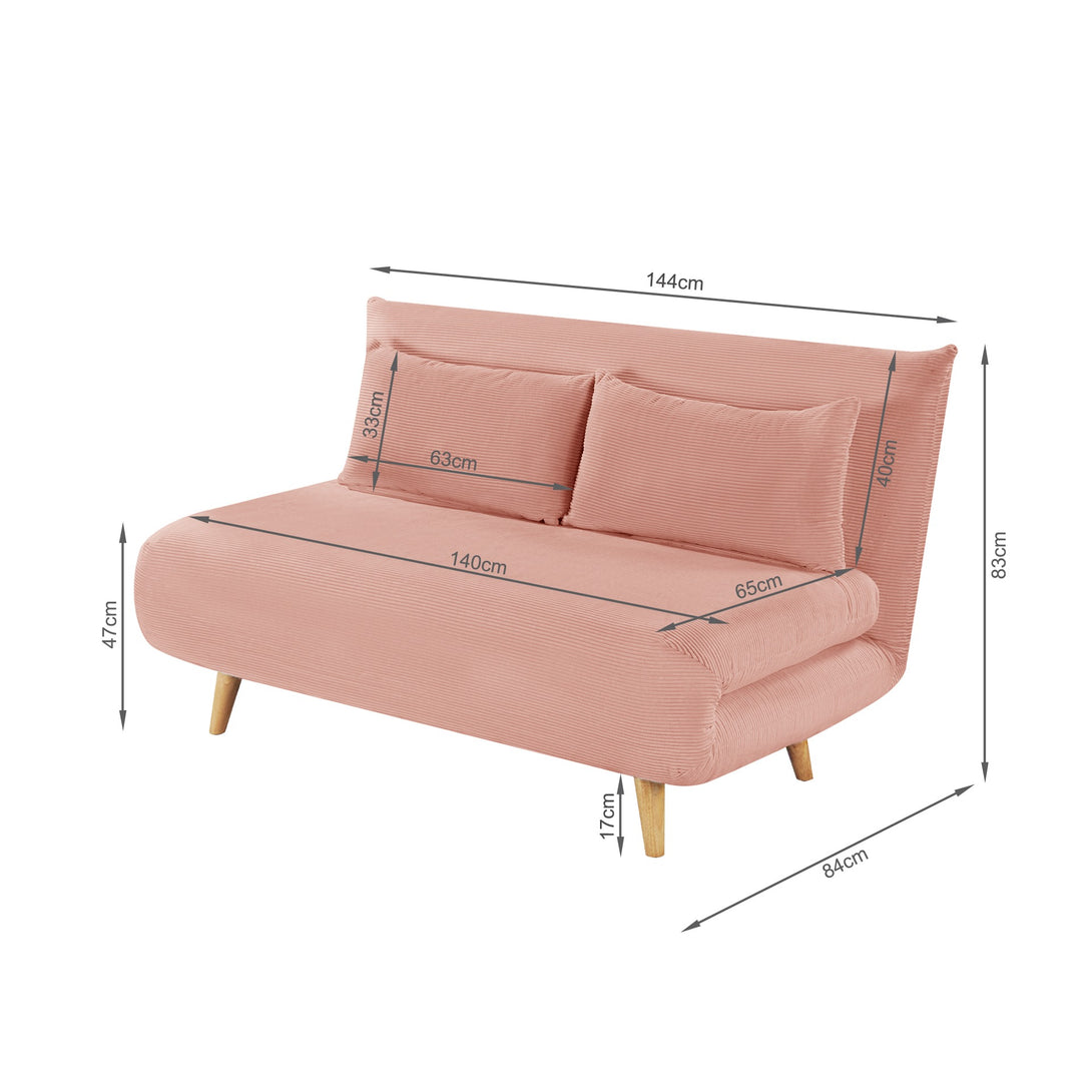 Hastings 2 Seater Fold-Out Sofa Bed - Pink