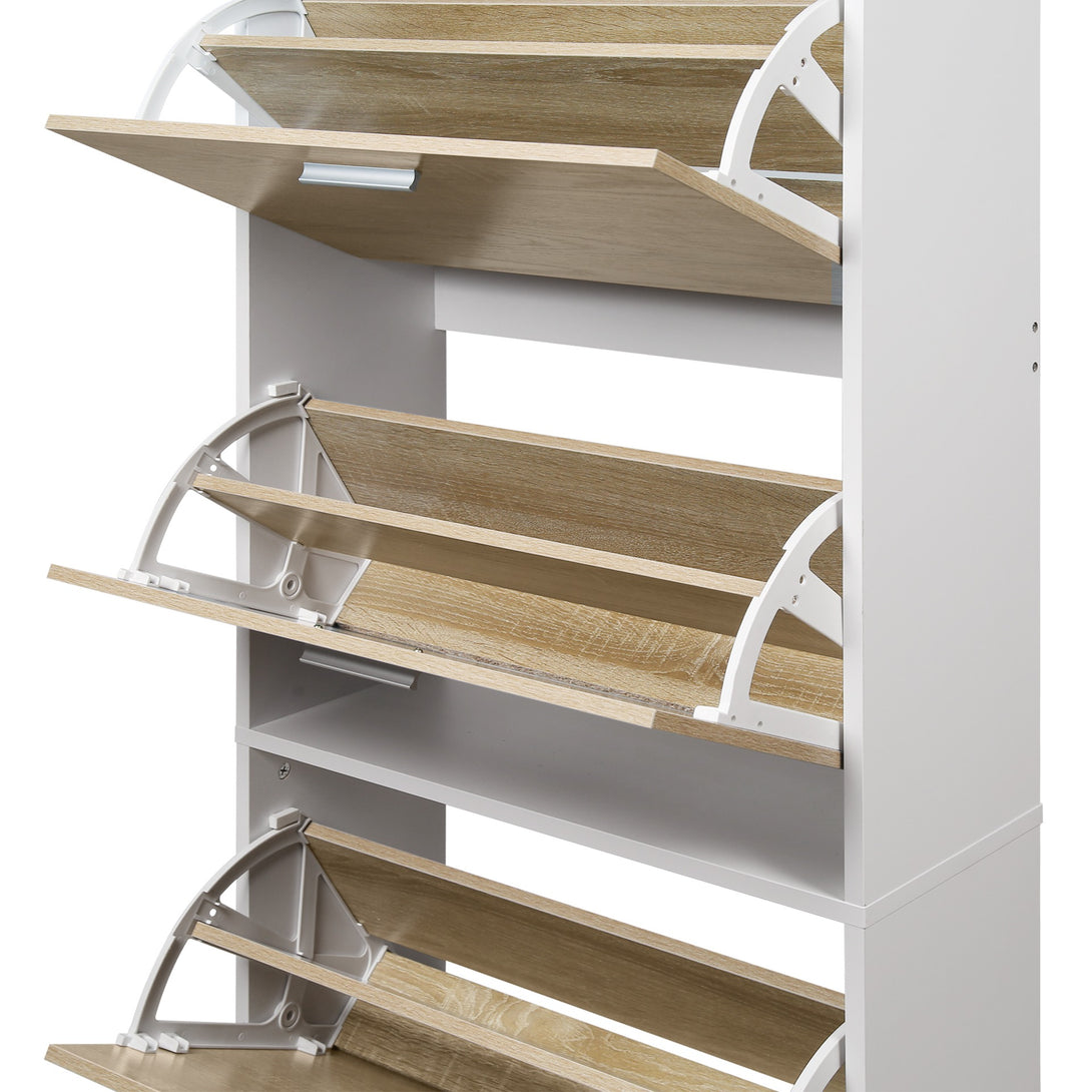 Navo 4 Drawer Shoe Cabinet Storage Rack - White Oak