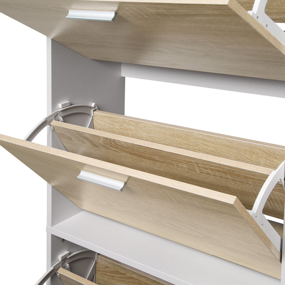 Navo 4 Drawer Shoe Cabinet Storage Rack - White Oak