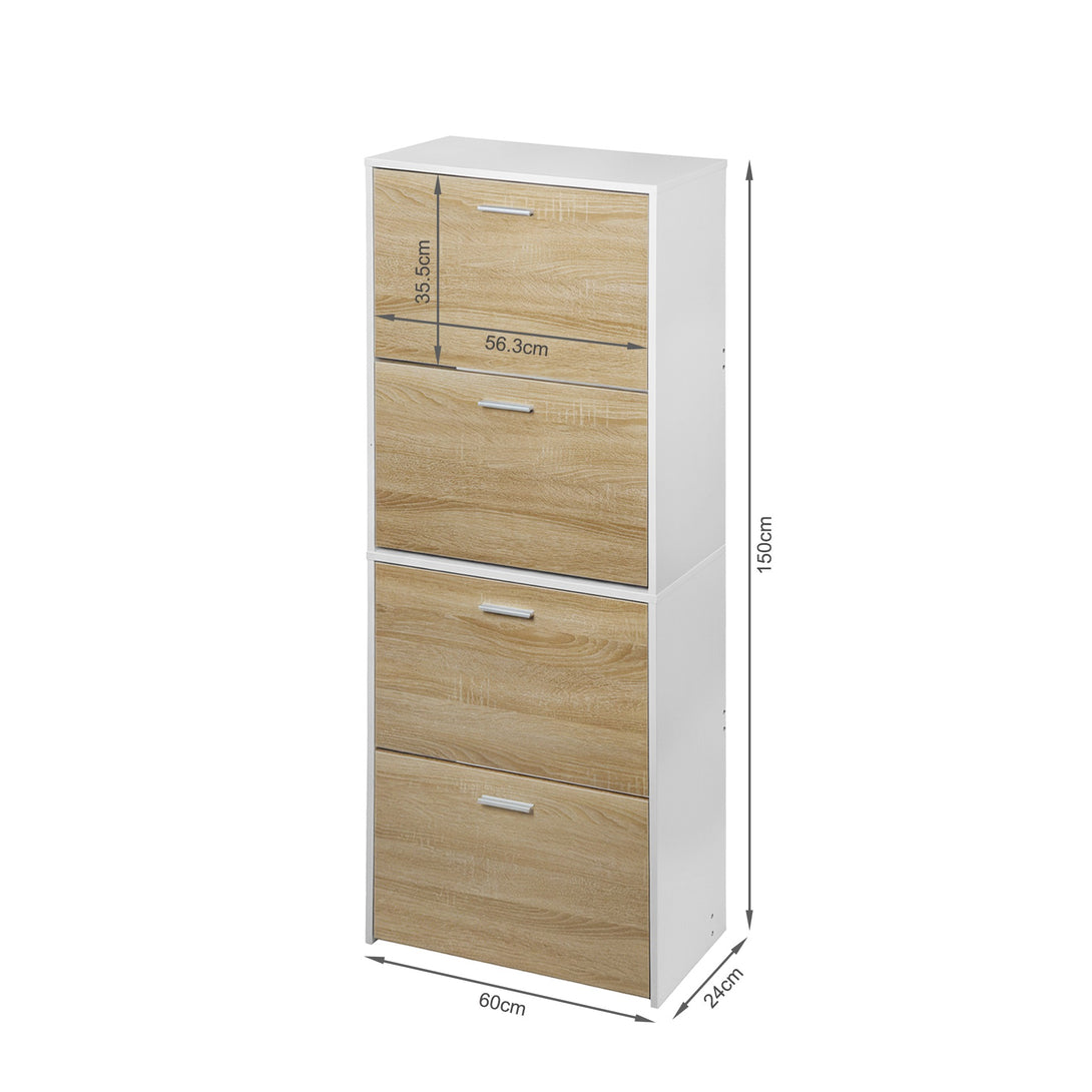 Navo 4 Drawer Shoe Cabinet Storage Rack - White Oak