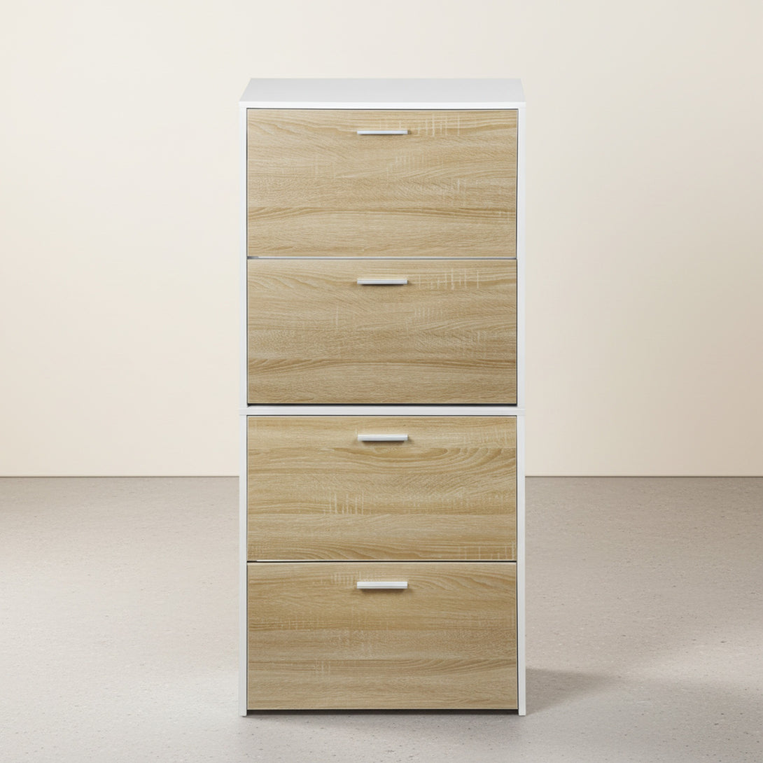 Navo 4 Drawer Shoe Cabinet Storage Rack - White Oak