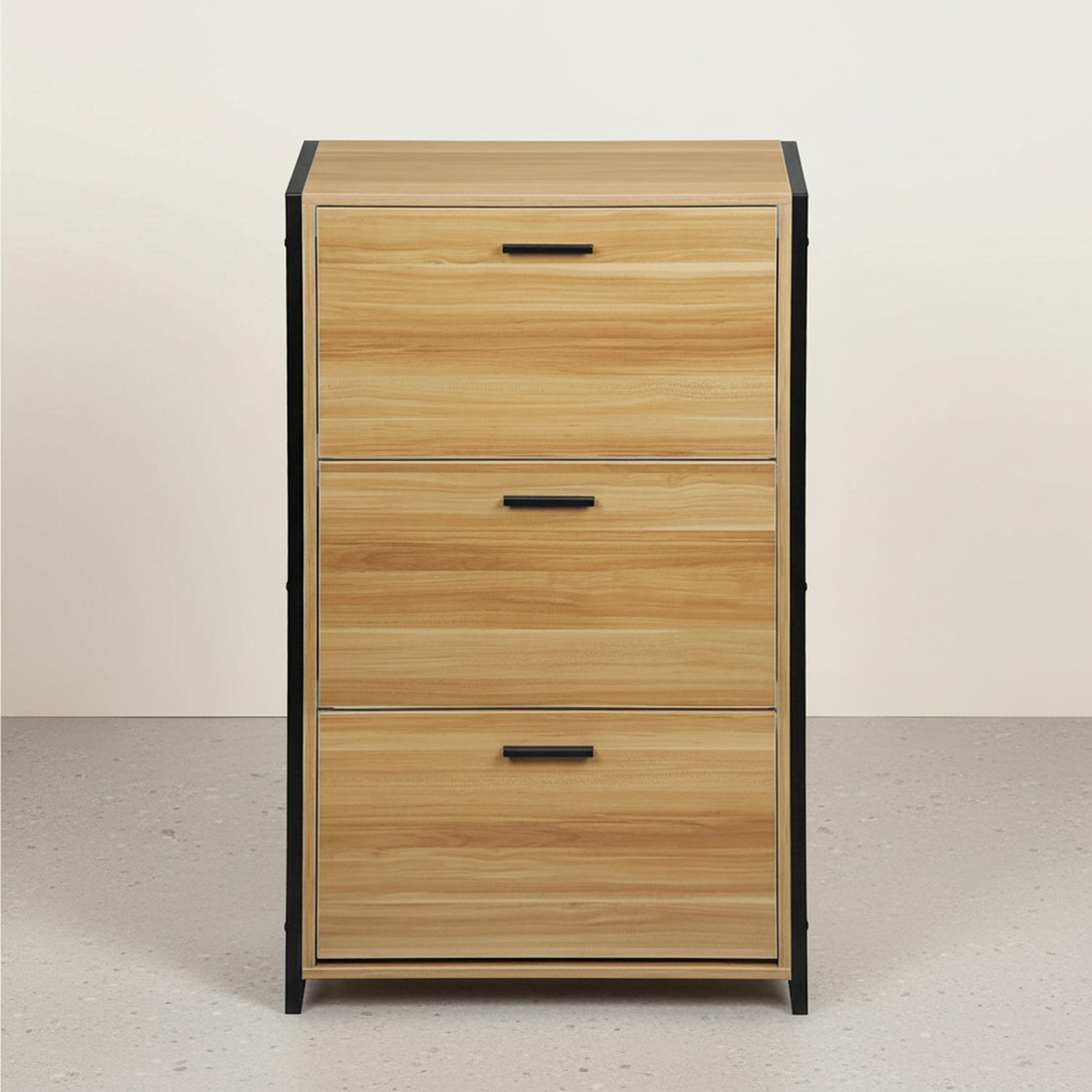 Vard 3 Drawer Shoe Cabinet Storage Rack - Light Teak