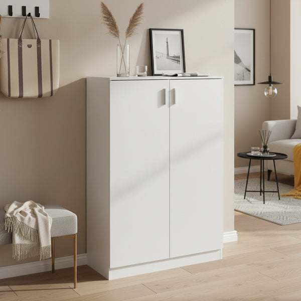 Nesto 2 Door Shoe Cabinet Storage Rack - White