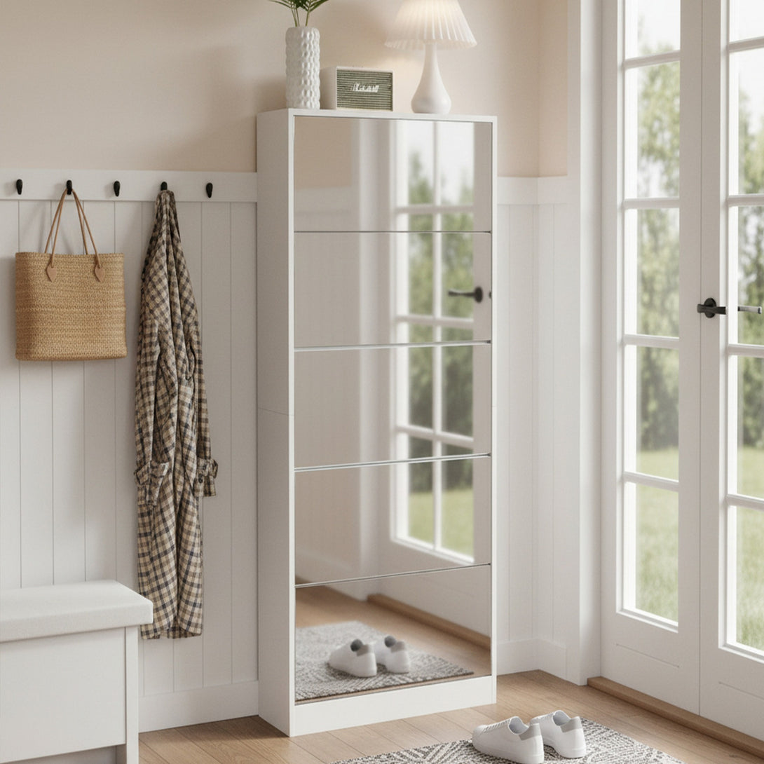 Melo 5 Drawer Shoe Cabinet Storage Rack - White