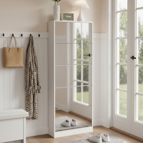 Melo 5 Drawer Shoe Cabinet Storage Rack - White