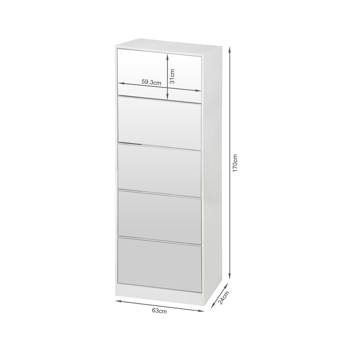 Melo 5 Drawer Shoe Cabinet Storage Rack - White
