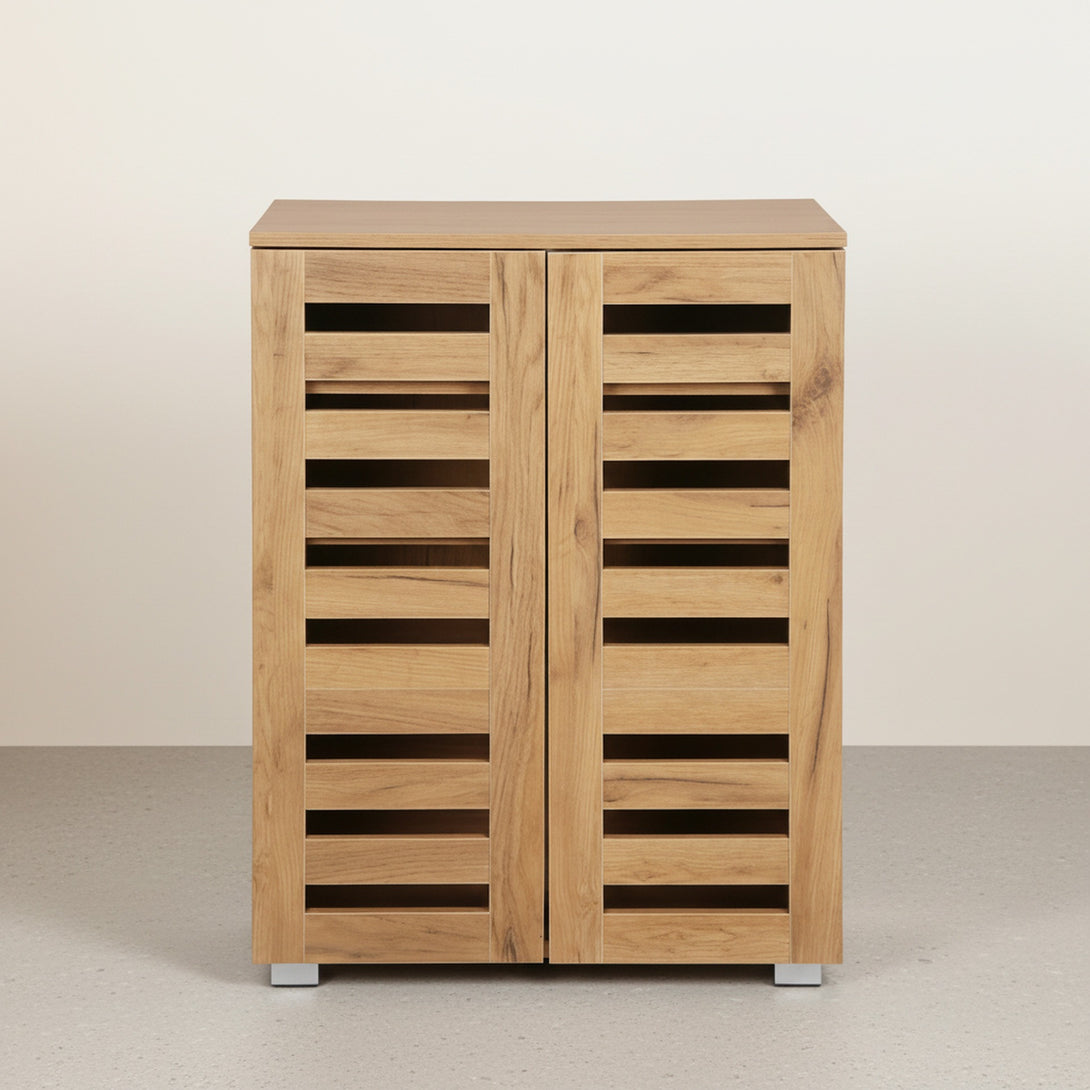 Loma 2 Door Shoe Cabinet Storage Rack - Dark Oak 