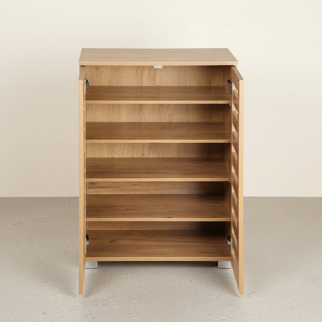 Loma 2 Door Shoe Cabinet Storage Rack - Dark Oak 