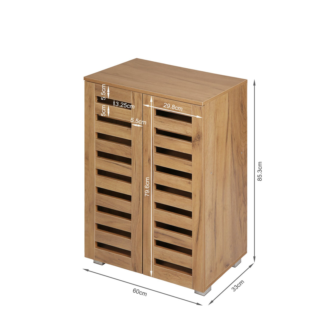 Loma 2 Door Shoe Cabinet Storage Rack - Dark Oak 