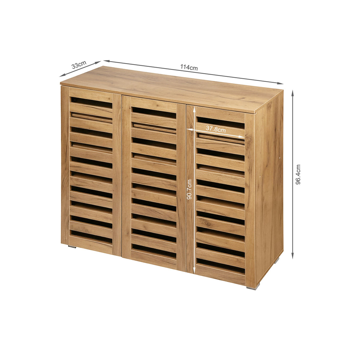 Loma 3 Door Shoe Cabinet Storage Rack - Dark Oak