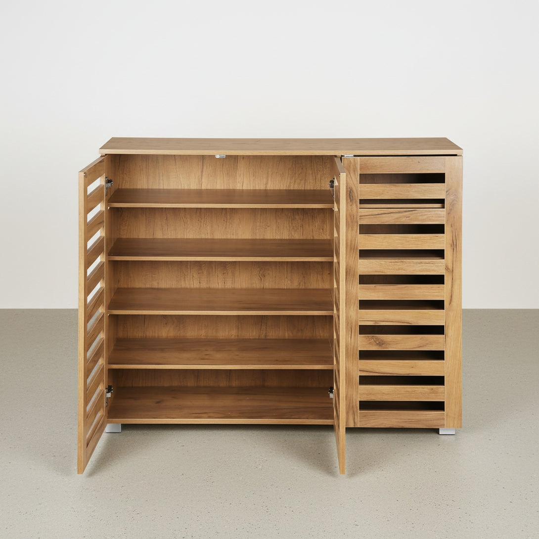 Loma 3 Door Shoe Cabinet Storage Rack - Dark Oak