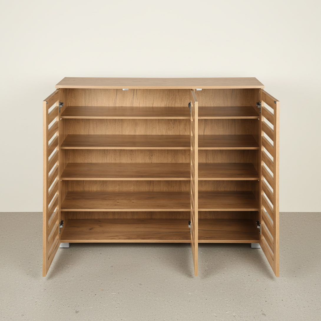 Loma 3 Door Shoe Cabinet Storage Rack - Dark Oak