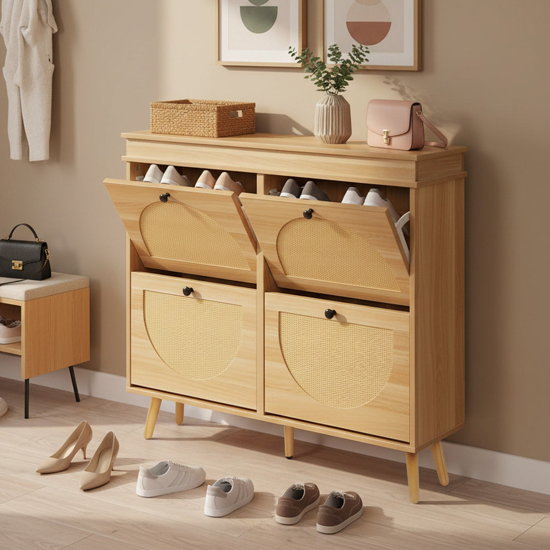 Solma 4 Drawer Shoe Cabinet Storage Rack - White Elm