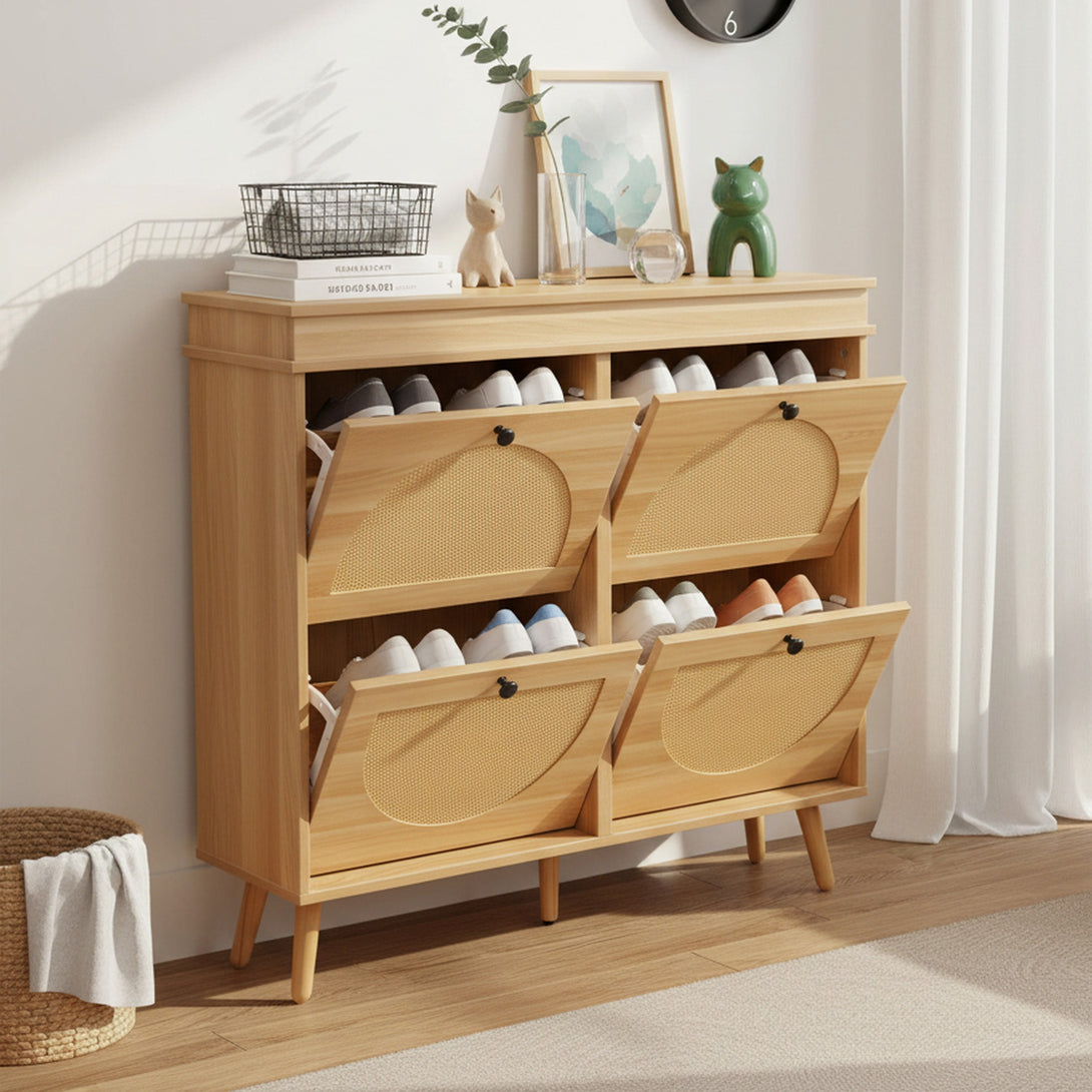 Solma 4 Drawer Shoe Cabinet Storage Rack - White Elm