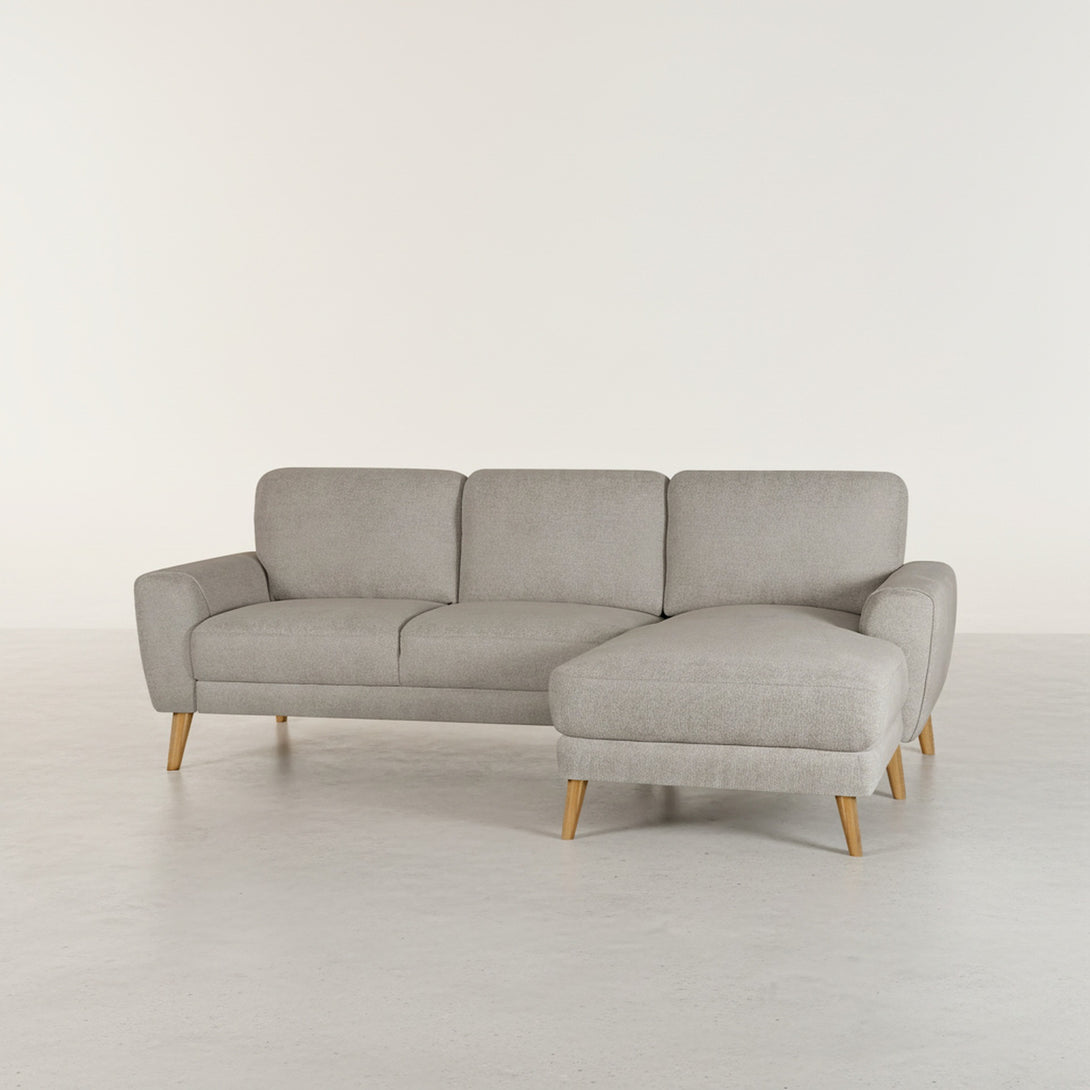 Luno 3 Seater Sofa with Right Facing Chaise - Beige