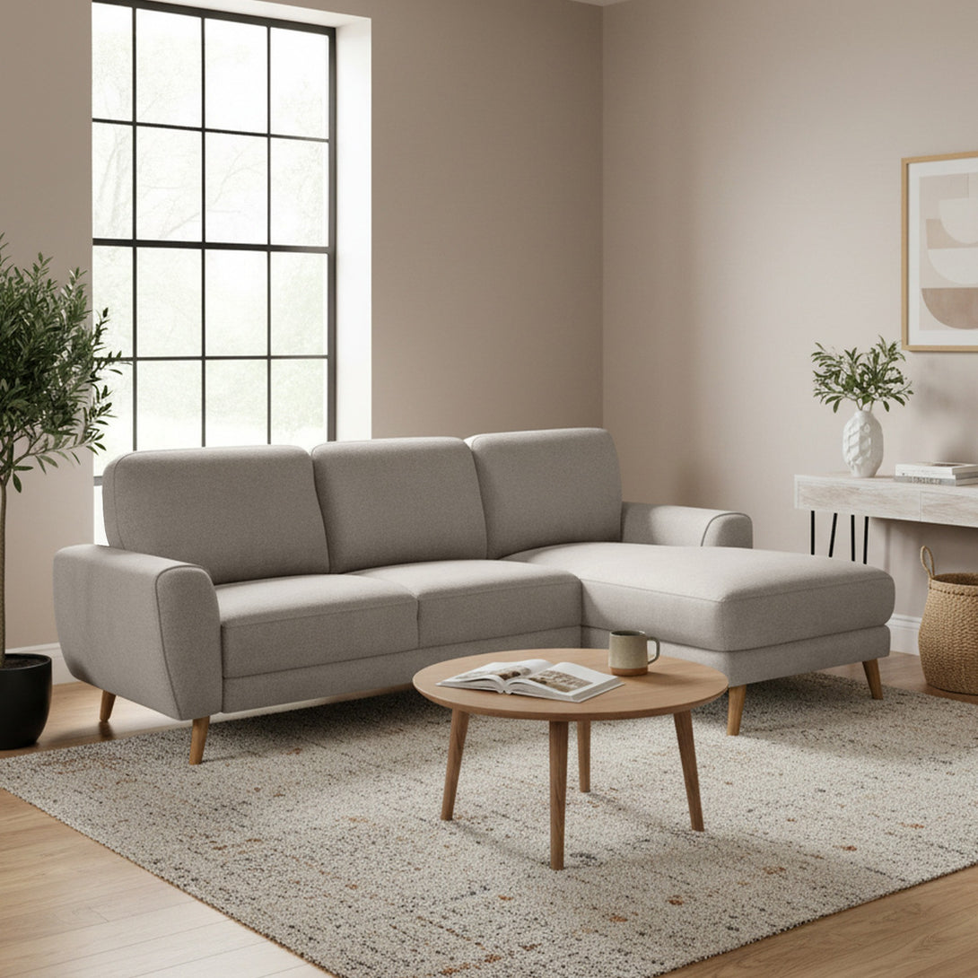 Luno 3 Seater Sofa with Right Facing Chaise - Beige