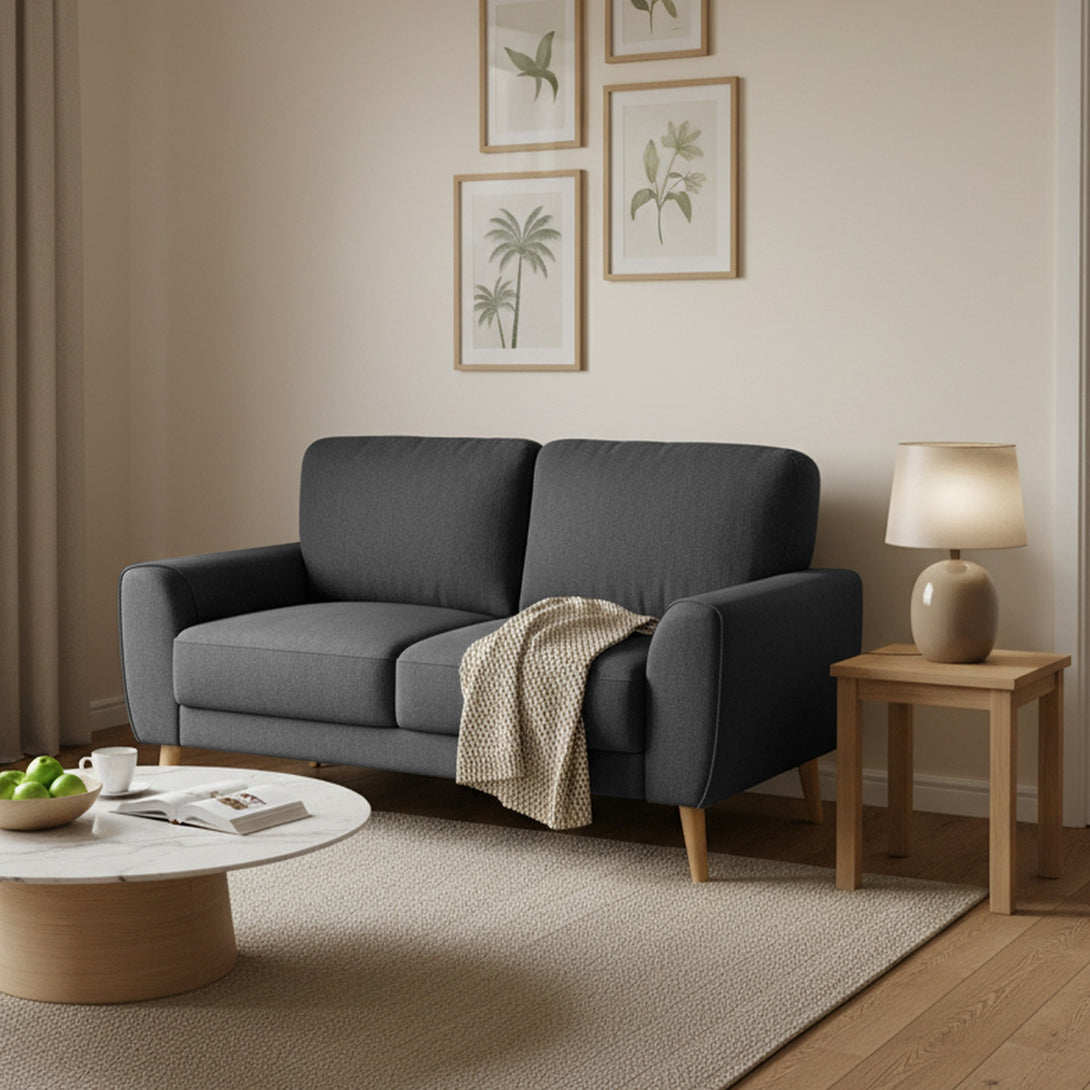 Suki Linen 2 Seater Sofa - Dark Grey