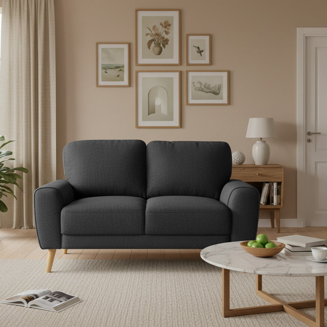 Suki Linen 2 Seater Sofa - Dark Grey