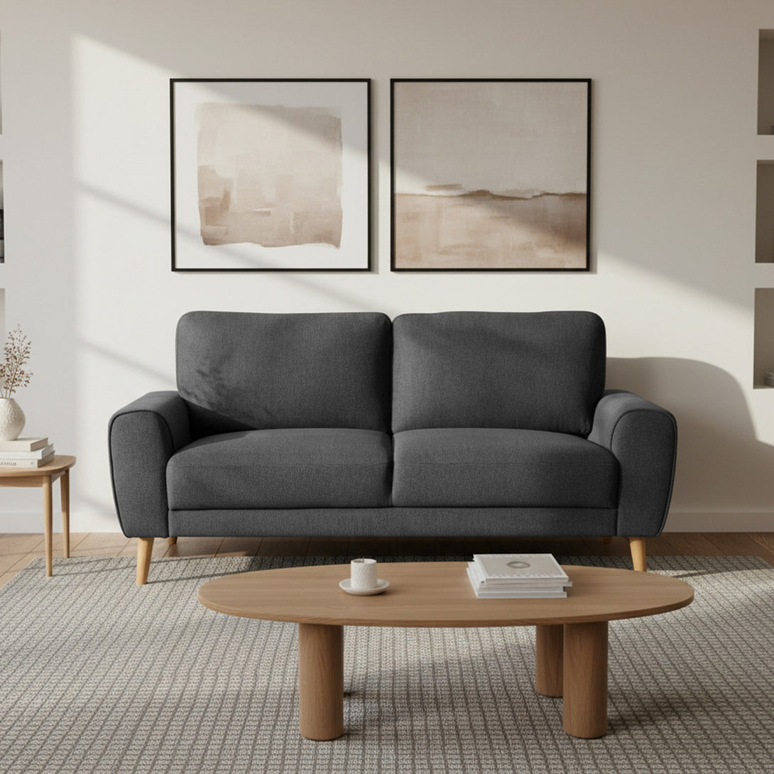 Suki Linen 3 Seater Sofa - Dark Grey