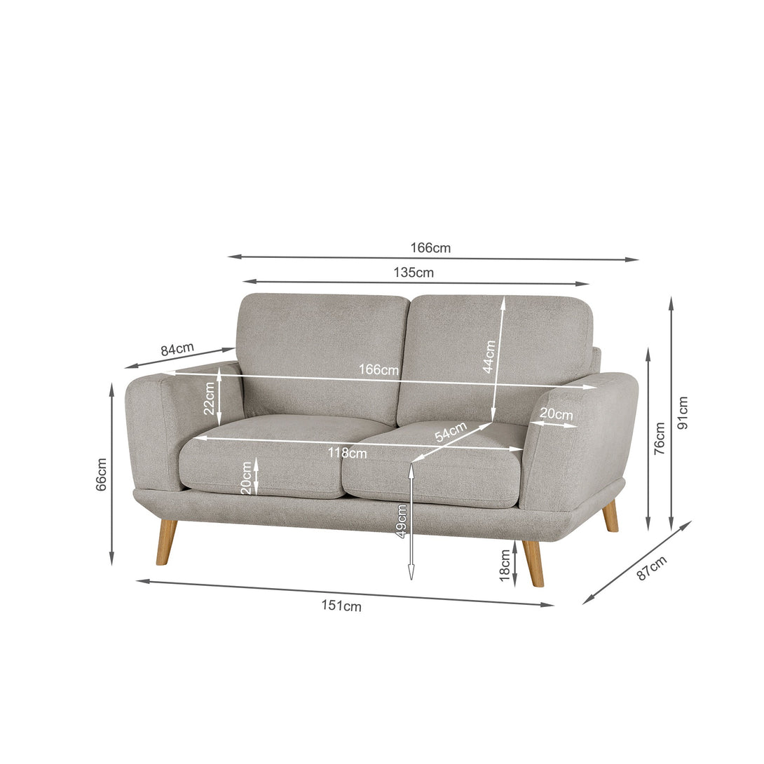 Tova Chenille 2 Seater Sofa - Beige