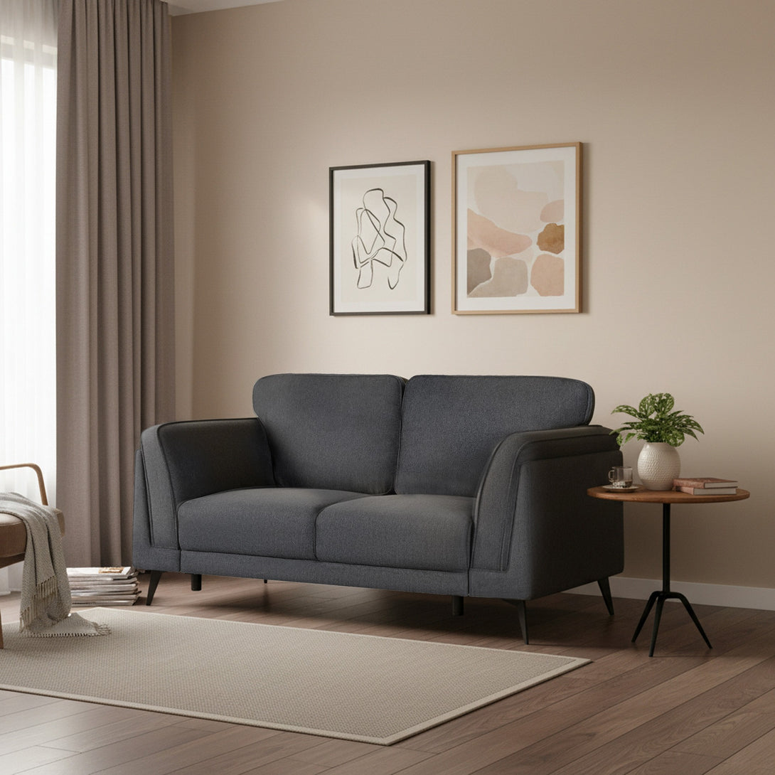 Brulo Linen 2 Seater Sofa - Dark Grey
