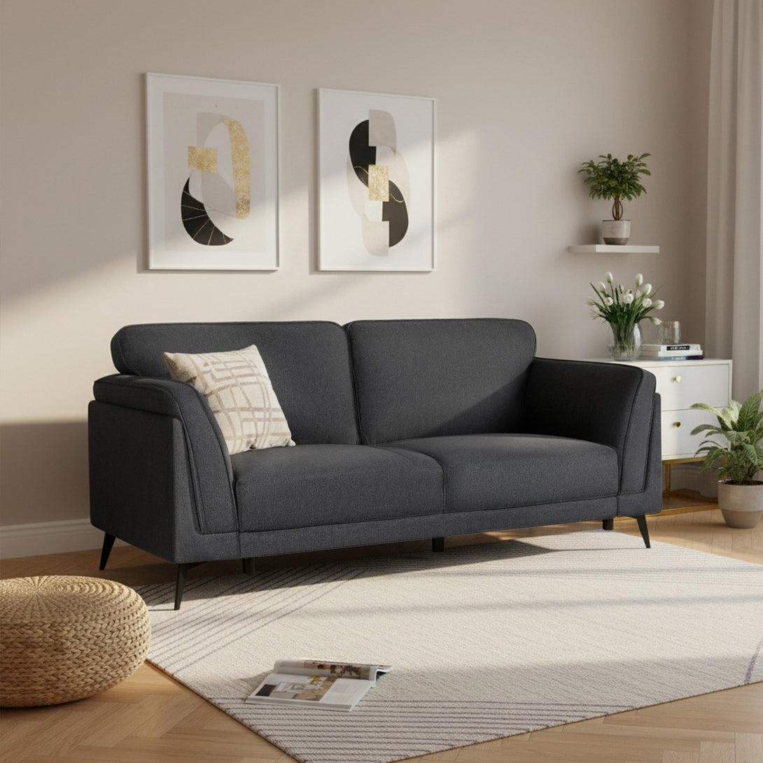 Brulo Linen 3 Seater Sofa - Dark Grey