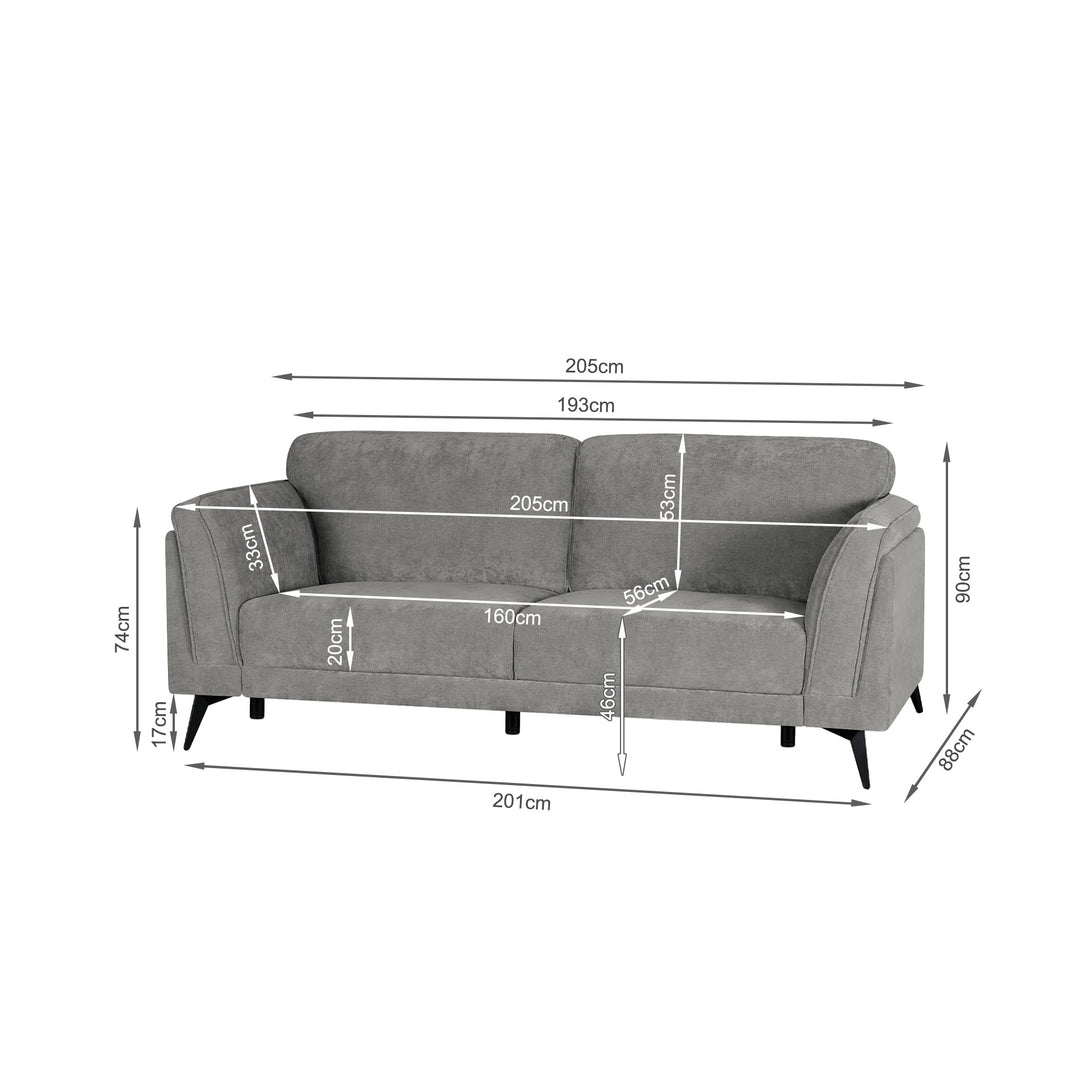 Brulo Linen 3 Seater Sofa - Grey