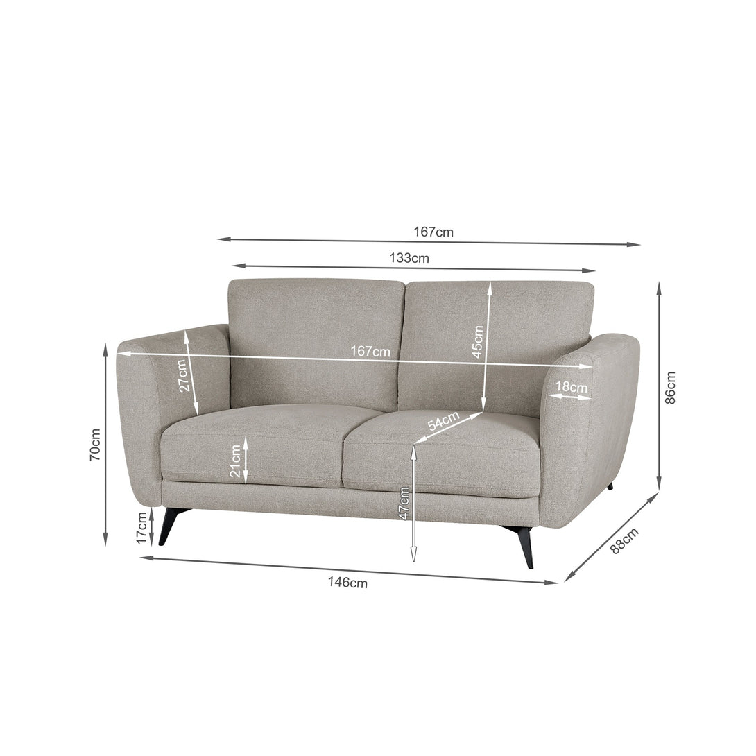 Rivel Chenille 2 Seater Sofa - Beige