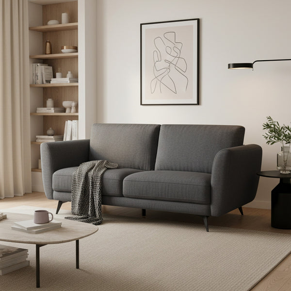 Rivel Chenille 3 Seater Sofa - Dark Grey
