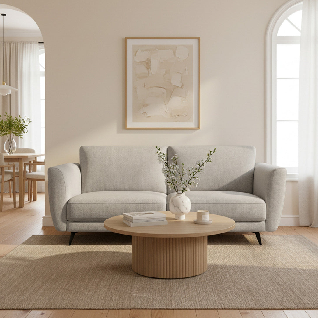 Rivel Chenille 3 Seater Sofa - Beige