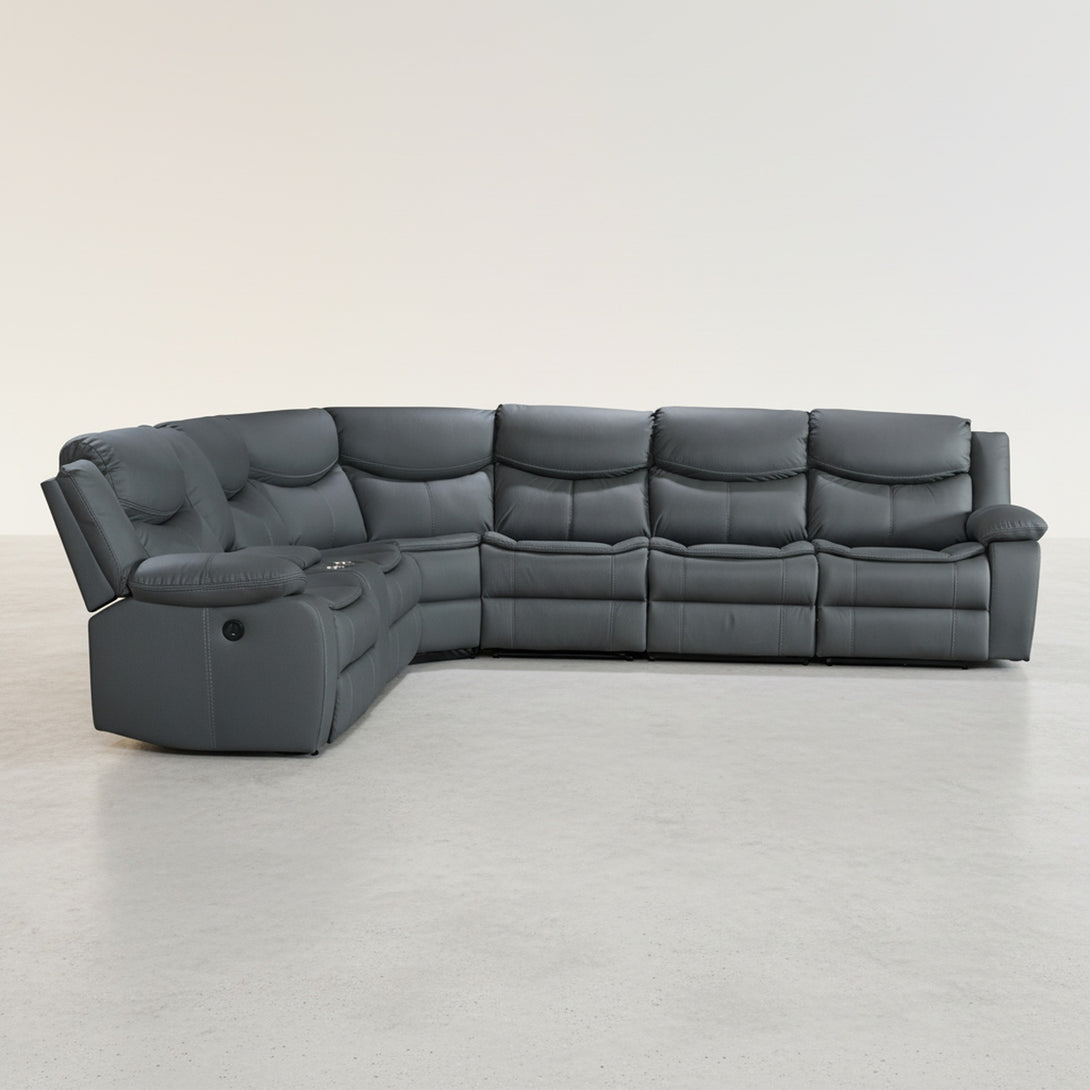 Mandan Electric Recliner Corner Sofa - Grey