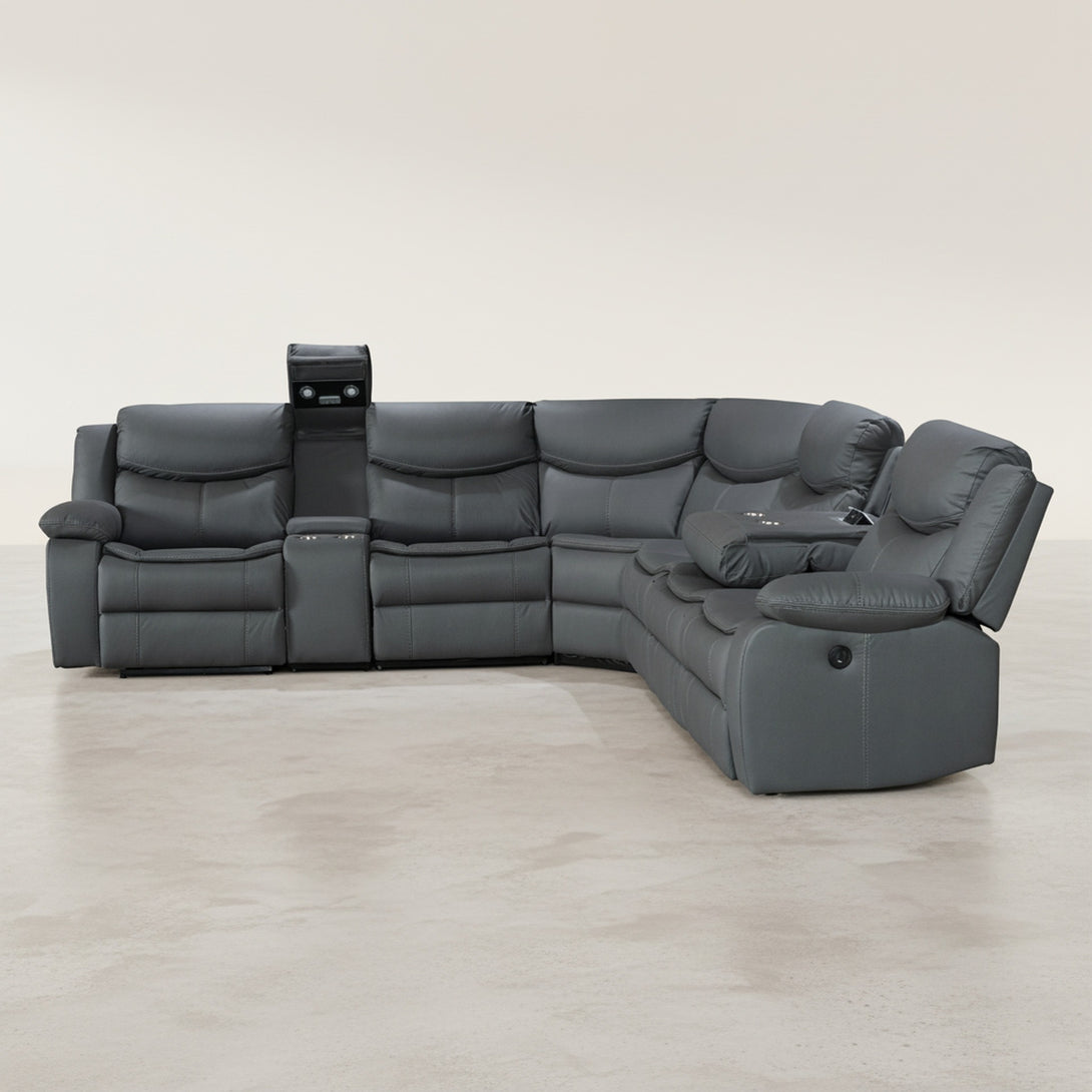Mandan Electric Recliner Corner Sofa - Grey