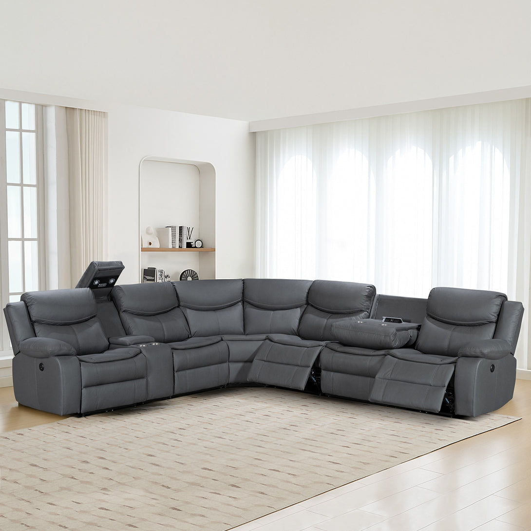 Mandan Electric Recliner Corner Sofa - Grey
