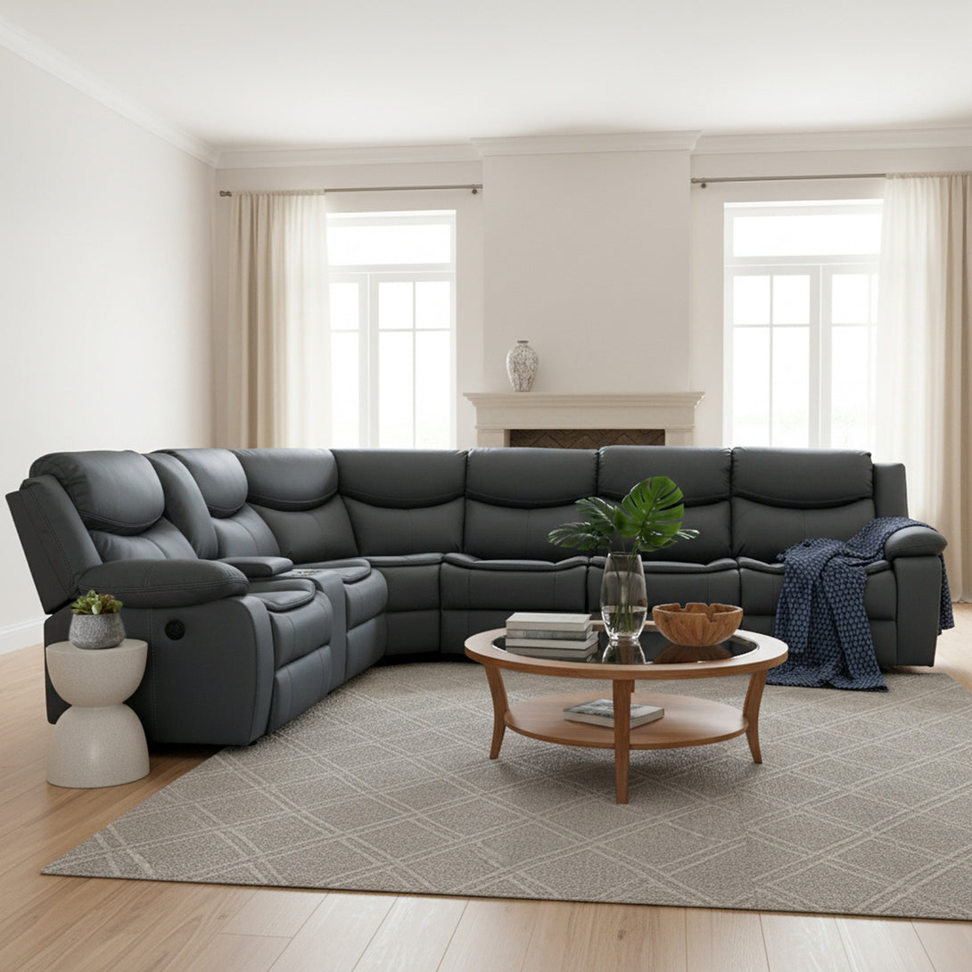 Mandan Electric Recliner Corner Sofa - Grey