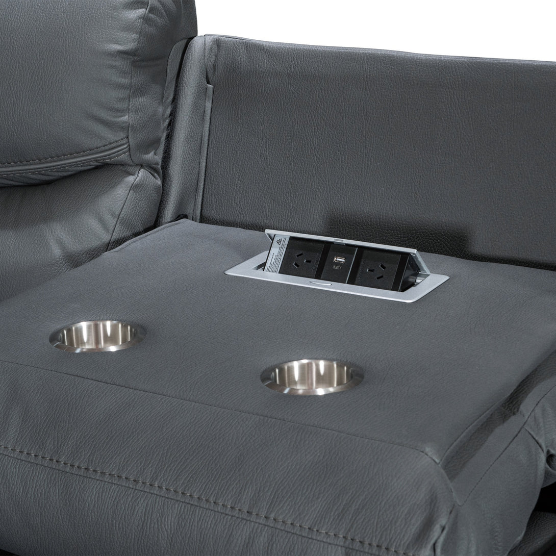 Mandan Electric Recliner Corner Sofa - Grey