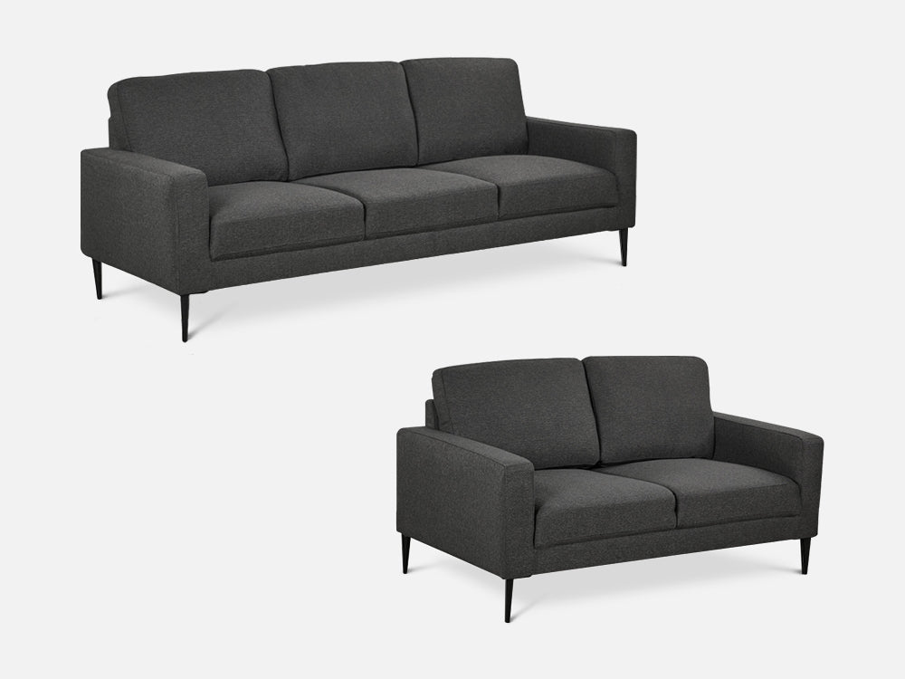 Toronto 2 Piece Sofa Set - Dark Grey By Treasurebox
