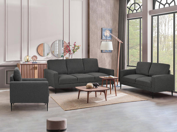 Toronto 3 Piece Sofa Set - Dark Grey By Treasurebox