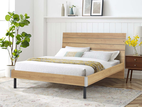 XOAN King Wooden Bed Frame - Oak