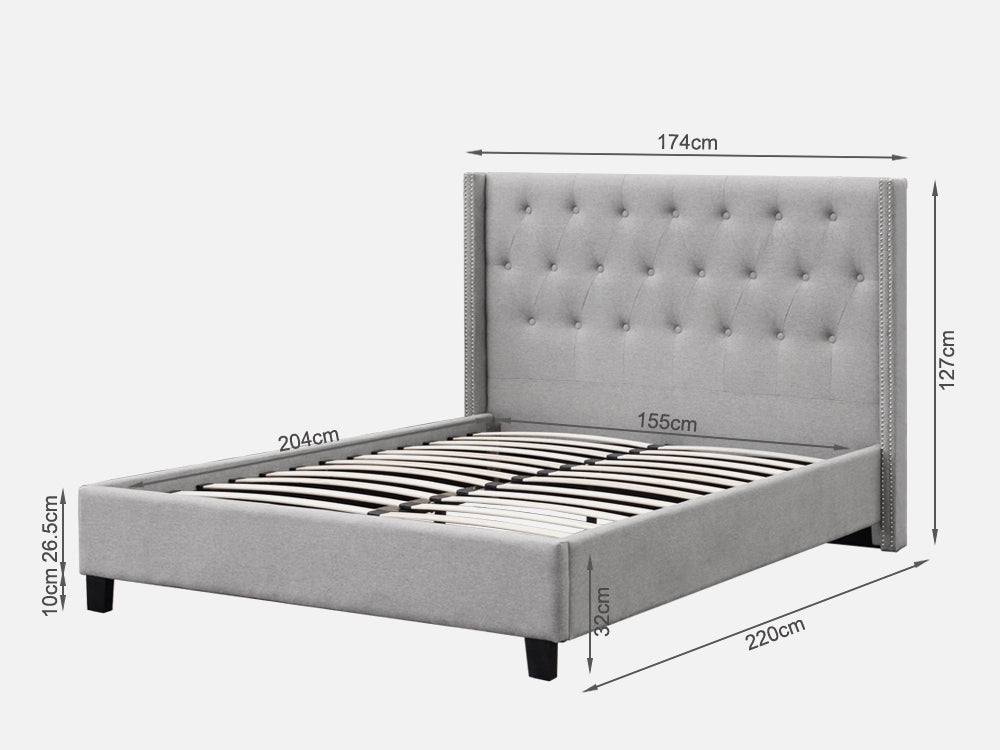 Treasurebox ELBRUS Queen Bed Frame - LIGHT GREY 21786