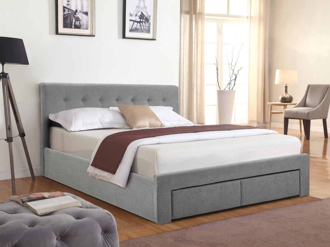 Treasurebox JULIAN King Bed Frame with Storage - LIGHT GREY