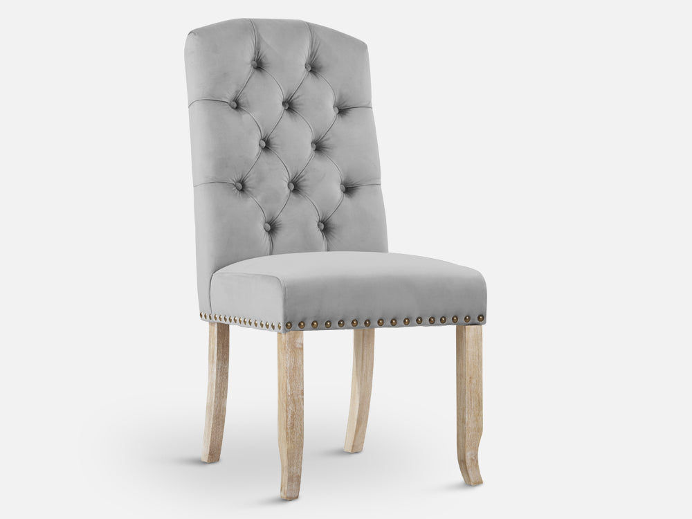 LAYLA 6PCS Velvet Dining Chair - GREY